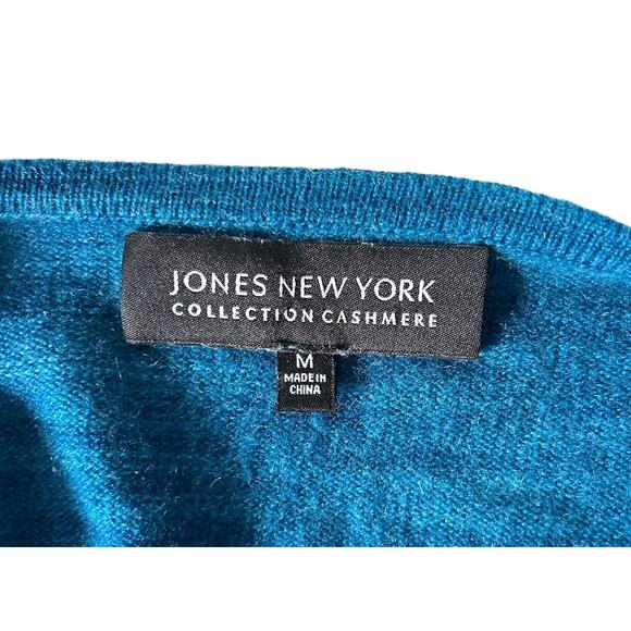 Jones New York Women’s Size Medium 100% Cashmere Sell‎ Cardigan Sweater Blue - Picture 6 of 7